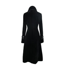 Load image into Gallery viewer, CT06101 Gothic black patchwork big chinese frog velveteen women long coat
