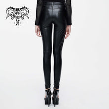 Load image into Gallery viewer, PT061 Hollow out cross shaped elastic sexy ladies punk tight leather pants
