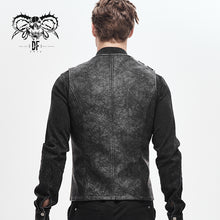 Load image into Gallery viewer, WT047 Autumn Punk rock fog-flower patterned lace up black men leather waistcoat
