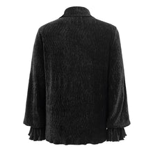 Load image into Gallery viewer, SHT057 Gothic pleated elastic lantern sleeve men black velvet shirts
