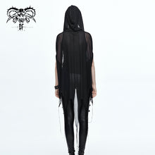 Load image into Gallery viewer, CA008 black women punk hooded mesh bat shawl
