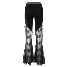 Load image into Gallery viewer, PT15201 daily life sexy women Gothic mesh flared trousers with side tie
