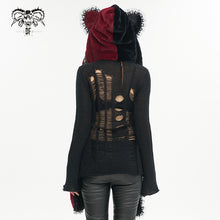 Load image into Gallery viewer, AS140 Black and red cat ears punk hooded scarf

