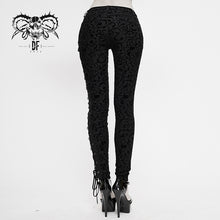 Load image into Gallery viewer, PT135 Gothic flocking patterned laced up asymmetrical side women pants
