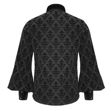 Load image into Gallery viewer, SHT059 Gothic black court pattern flocking floral patterned men basic style velvet shirts
