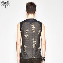 Load image into Gallery viewer, TT104 Summer tattered lace up broken line sleeveless men punk vest
