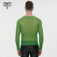 Load image into Gallery viewer, TT19804 Green Diamond-shaped net basic style long sleeves men t-shirts
