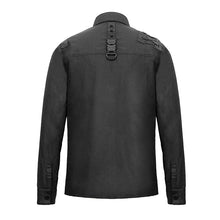 Load image into Gallery viewer, SHT045 cyberpunk metallic dark long sleeves men bamboo shirt with straps
