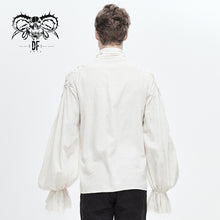 Load image into Gallery viewer, SHT04802 steampunk puff sleeve high collar cotton and linen men white shirts
