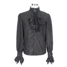 Load image into Gallery viewer, SHT01001 Paisley jacquard shining black rose lace cuff gothic men shirts with bow tie
