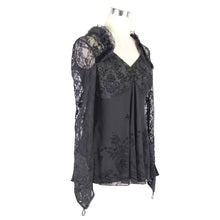 Load image into Gallery viewer, TT051 Gothic v neck mesh long sleeves sexy women rose lace bottoming t-shirt
