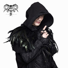Load image into Gallery viewer, CA011 carnival accessory lace neckline feather gothic shawl for women and men
