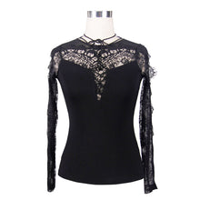 Load image into Gallery viewer, TT012 Daily life Gothic pattern lace sleeves tied with rope sexy women T-shirts
