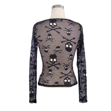 Load image into Gallery viewer, TTP223 punk sexy women skeleton transparent mesh long sleeves t-shirts
