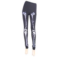 Load image into Gallery viewer, PT036 daily life style women punk knit skull marrowbone printed leggings
