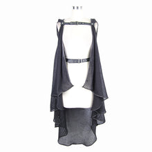 Load image into Gallery viewer, SR002 Hallowmas Autumn black woolen striped knitted punk women hooded cape with belt
