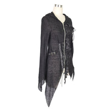 Load image into Gallery viewer, SR003 everyday wearing asymmetric knitwear zipper up black long women hooded cardigans
