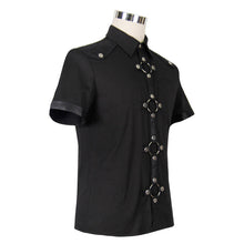 Load image into Gallery viewer, SHT008 daily life summer biker black men short sleeves punk metallic cotton shirt
