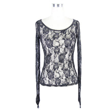 Load image into Gallery viewer, TT045 daily wear see through rose flocking big round collar sexy ladies lace T-shirt
