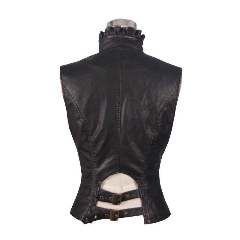 Ameri WAVE COLLAR SHORT VEST ブラックS Ameri（アメリ）の「WAVE COLLAR SHORT VEST（ベスト）」 - WEAR
