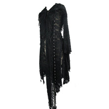 Load image into Gallery viewer, CT037 darkness ragged horn sleeve women punk long coat with cap and scarf
