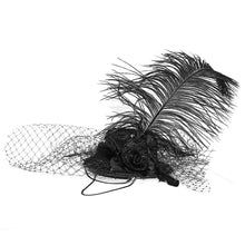 Load image into Gallery viewer, AS054 Gothic feather sexy women mesh headwear small hats with hairclip
