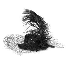 Load image into Gallery viewer, AS054 Gothic feather sexy women mesh headwear small hats with hairclip
