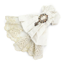 Load image into Gallery viewer, AS058 steampunk Cameo cream dark fringe jacquard cotton and linen lace bow tie
