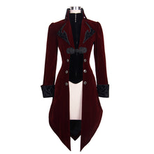 Load image into Gallery viewer, CT02002 Autumn embroidered high collar red party gothic women coat

