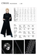 Load image into Gallery viewer, CT06101 Gothic black patchwork big chinese frog velveteen women long coat
