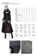 Load image into Gallery viewer, CT07302 Black and red floral high collar embroidered women dress coat
