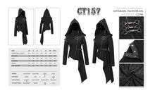 Load image into Gallery viewer, CT157 asymmetrical women black zipper up punk hooded jacket
