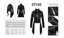 Load image into Gallery viewer, CT163 Cyber punk nailed zipper up black bright leather women long coat
