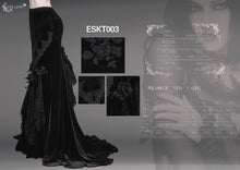 Load image into Gallery viewer, ESKT003 party rose embossed gothic velvet gown long half fishtail skirt
