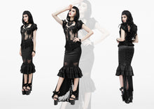 Load image into Gallery viewer, ESKT006 event gothic short front and long back stretchy satin lace up sexy women fishtail skirt

