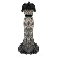 Load image into Gallery viewer, ESKT025 High-end transparent lace big split chiffon sleeves elegant women party long full dress
