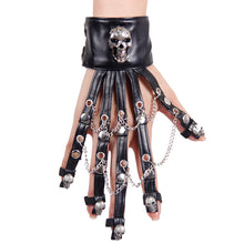 Load image into Gallery viewer, GE001 Devil fashion Ghost claw metal skull leather women glove with chains
