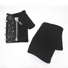 Load image into Gallery viewer, GE010 spiked men punk rock zipper up half-finger leather gloves
