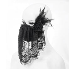 Load image into Gallery viewer, MK025 mysterious sexy ladies floral gothic cotton mask with eyelash lace veil
