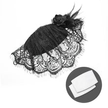 Load image into Gallery viewer, MK025 mysterious sexy ladies floral gothic cotton mask with eyelash lace veil
