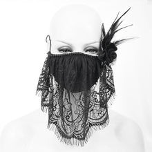 Load image into Gallery viewer, MK025 mysterious sexy ladies floral gothic cotton mask with eyelash lace veil
