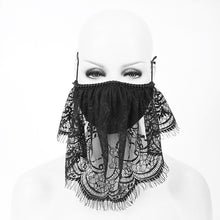 Load image into Gallery viewer, MK025 mysterious sexy ladies floral gothic cotton mask with eyelash lace veil
