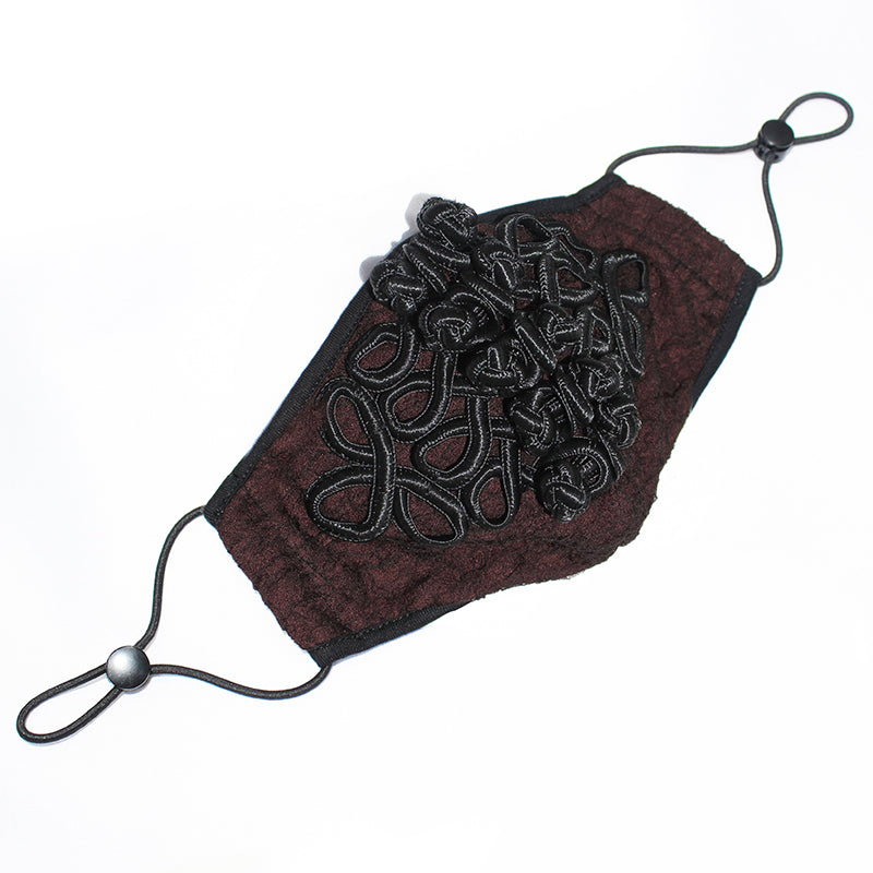 MK030 Chinese frog textured burgundy gothic chiffon men mask
