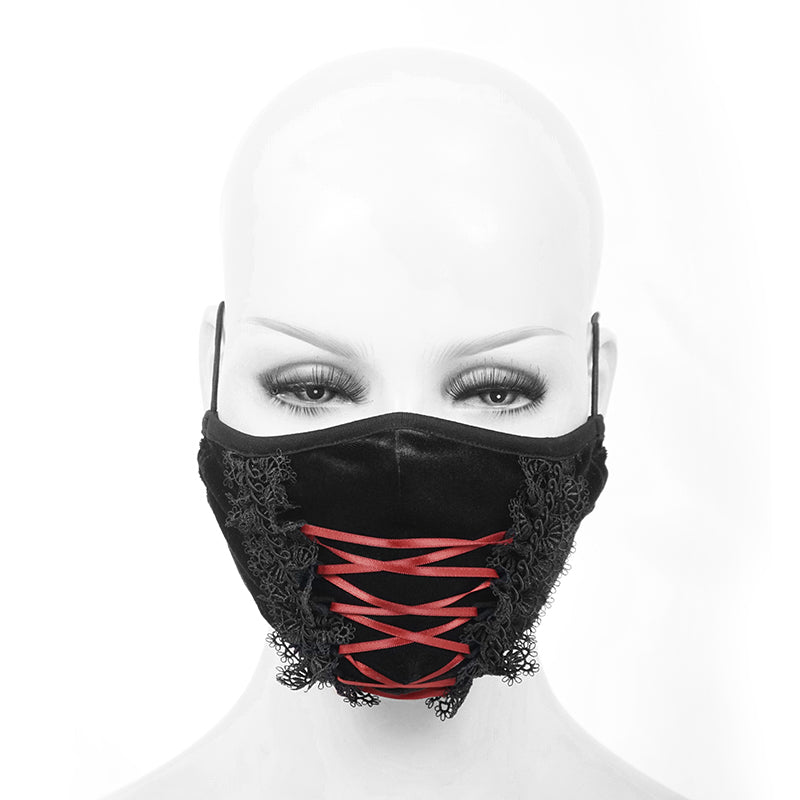 MK037 Diablo Loli gothic dense velvet bandage lace mask