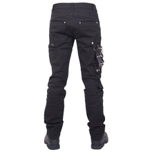 Load image into Gallery viewer, PT001 devil fashion punk rock zipper black men trousers with chains
