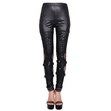 Load image into Gallery viewer, PT014 punk women daily life hollow out leather loops lace up leggings
