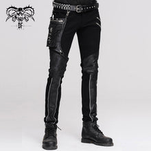 Load image into Gallery viewer, PT02101 daily life punk men fitted black trousers with leg bag
