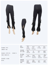 Load image into Gallery viewer, PT025 daily life stylish sexy women gothic lace up ninth bell-bottomed pants
