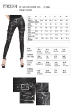 Load image into Gallery viewer, PT03301 punk multi-loops zipper black and silver hand-rubbed women leather pants

