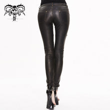 Load image into Gallery viewer, PT03302 steampunk band bronze hand rubbed winter women leather pants with zipper
